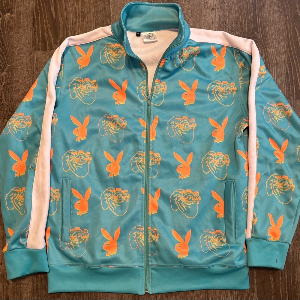 High Profile Apparel Men’s Zip Jacket Keep It Playa Teal & Orange